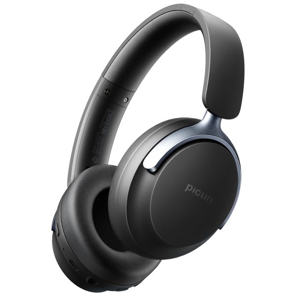 Picun NC60 Hybrid Active Noise Cancelling Headphones, Foldable Wireless Over Ear Bluetooth 5.4 Headphones, 80H Playtime, Transparency Mode, Stereo Bass, Custom EQ via App for Travel Home Black